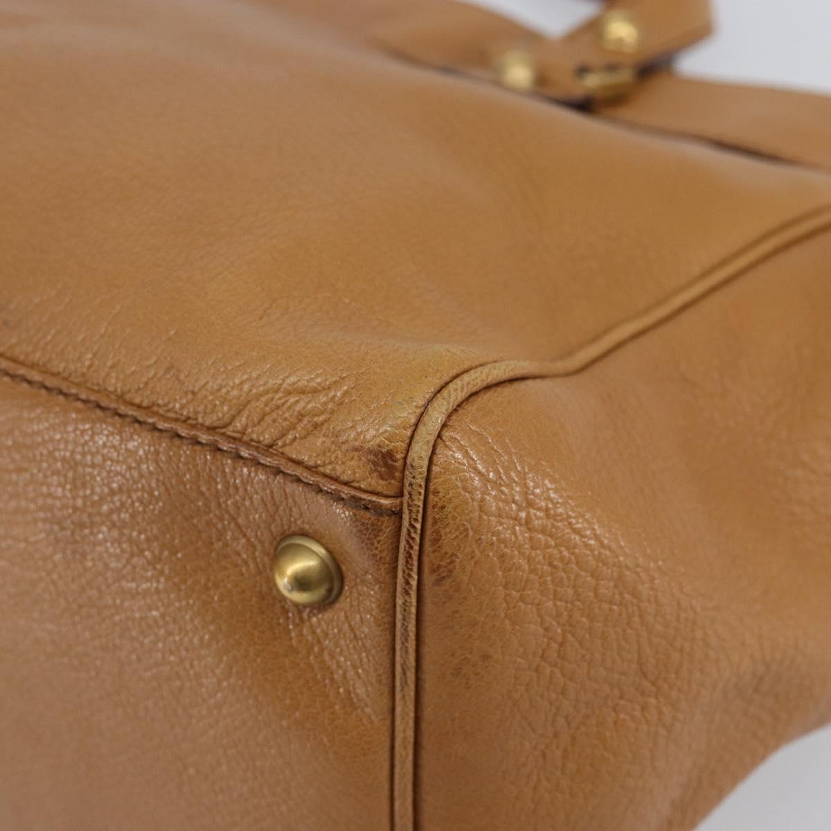 GUCCI Hand Bag Leather Beige Gold 121551 Auth 144406