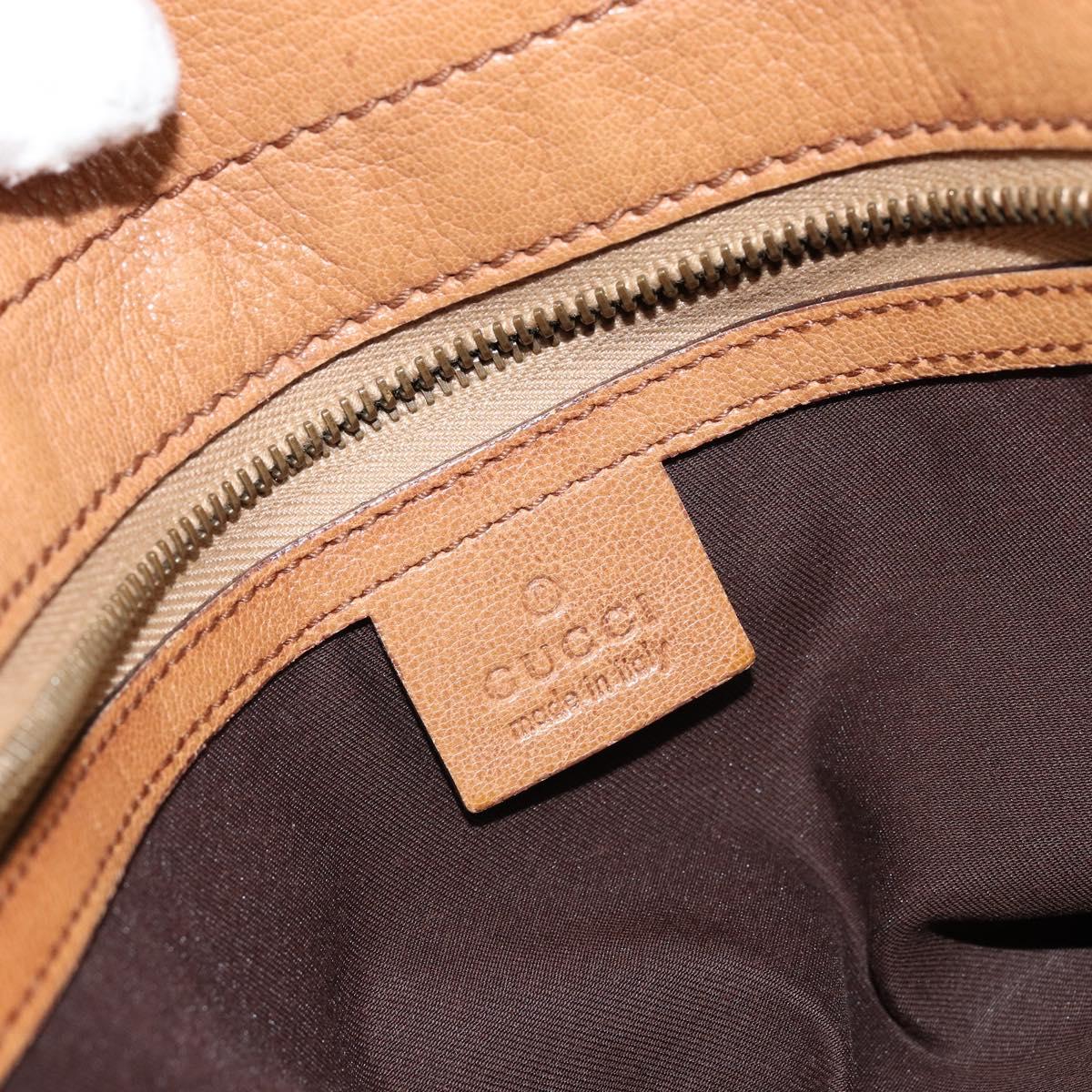 GUCCI Hand Bag Leather Beige Gold 121551 Auth 144406