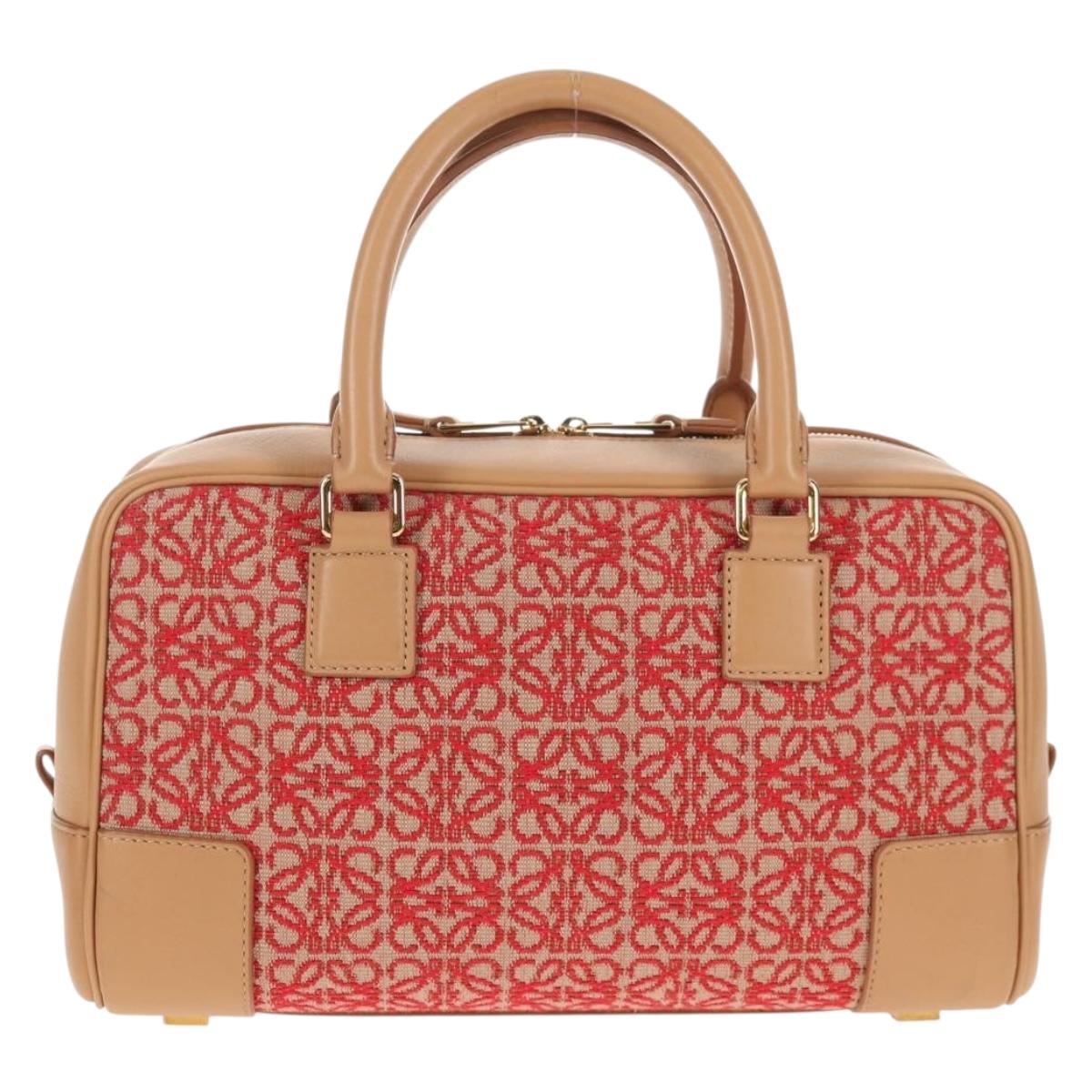 LOEWE Amazonas 23 Hand Bag Canvas Leather Beige Gold Auth 144410M