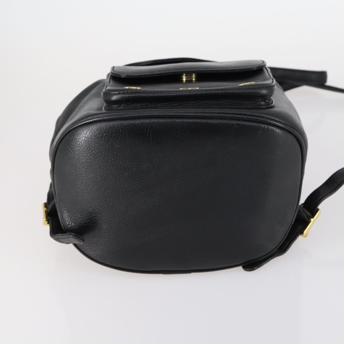 MCM Studs Backpack Leather Black Gold Auth 144411