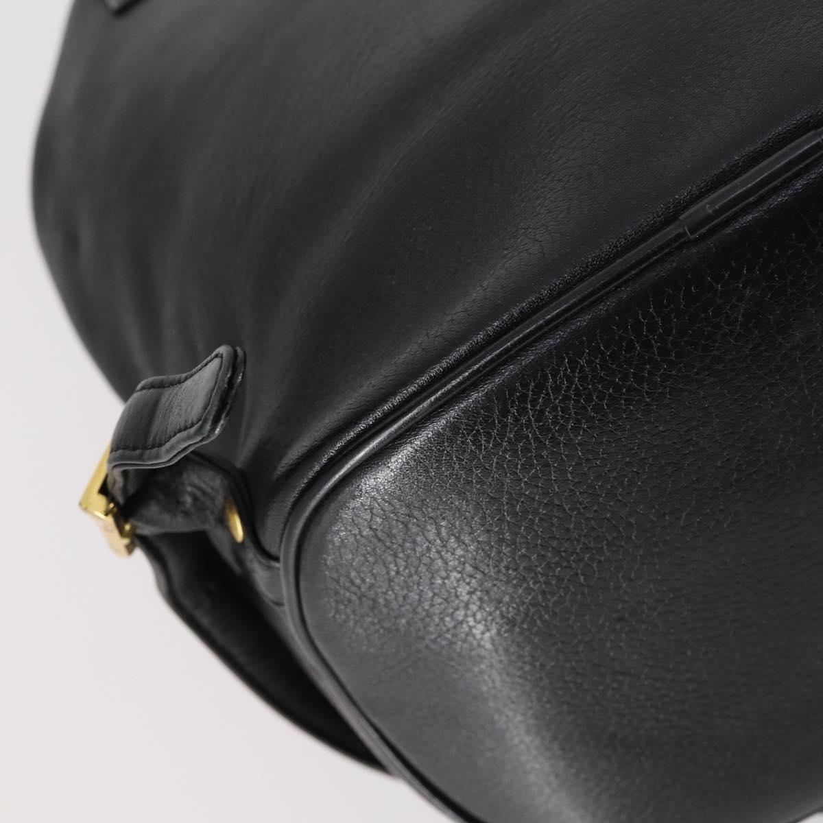 MCM Studs Backpack Leather Black Gold Auth 144411