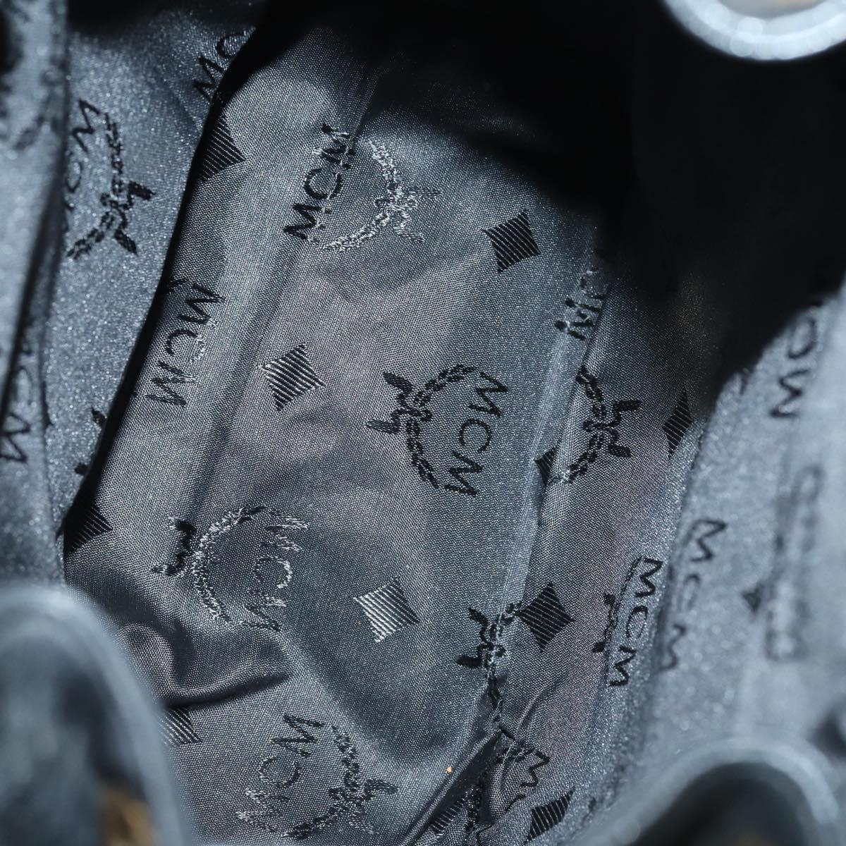 MCM Studs Backpack Leather Black Gold Auth 144411