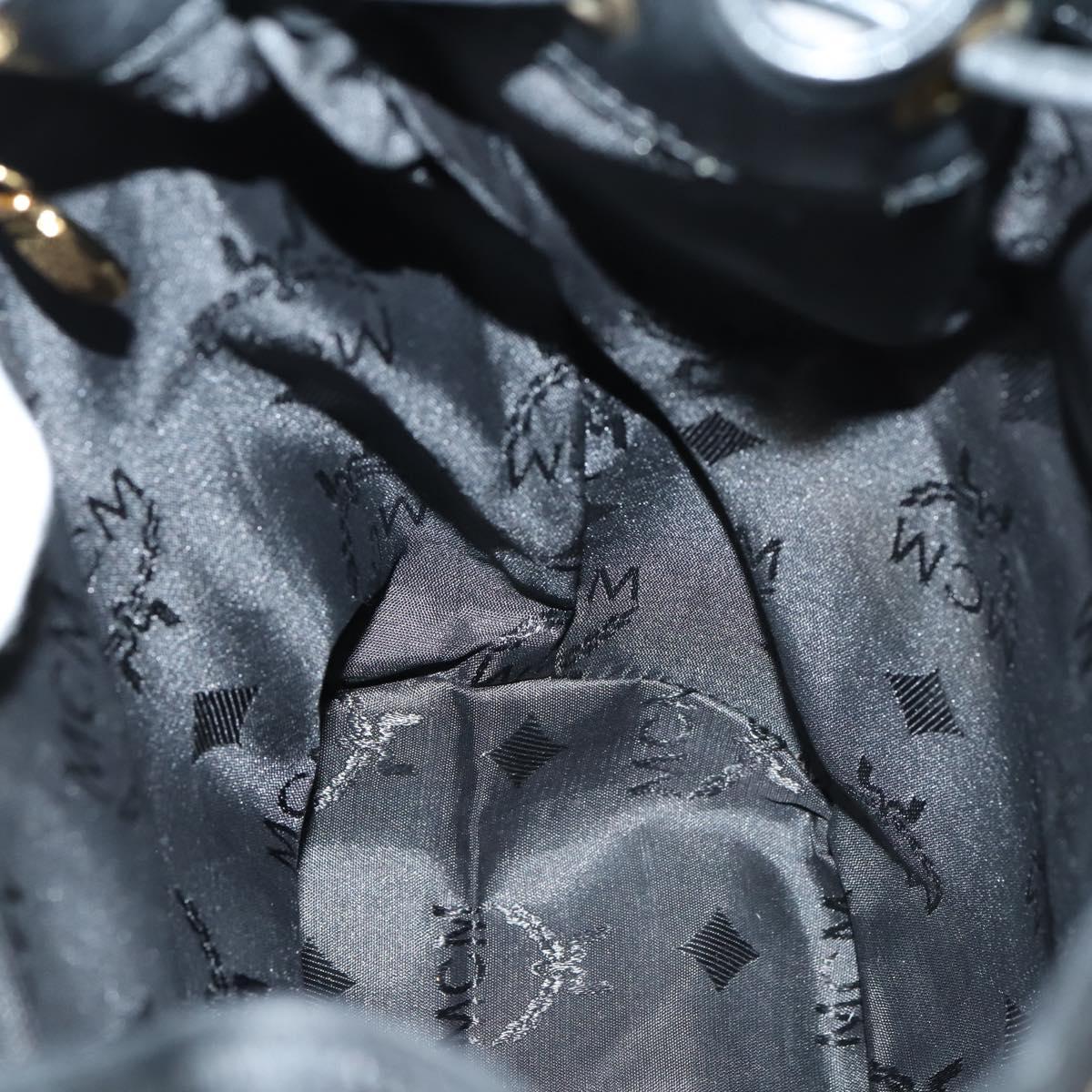 MCM Studs Backpack Leather Black Gold Auth 144411