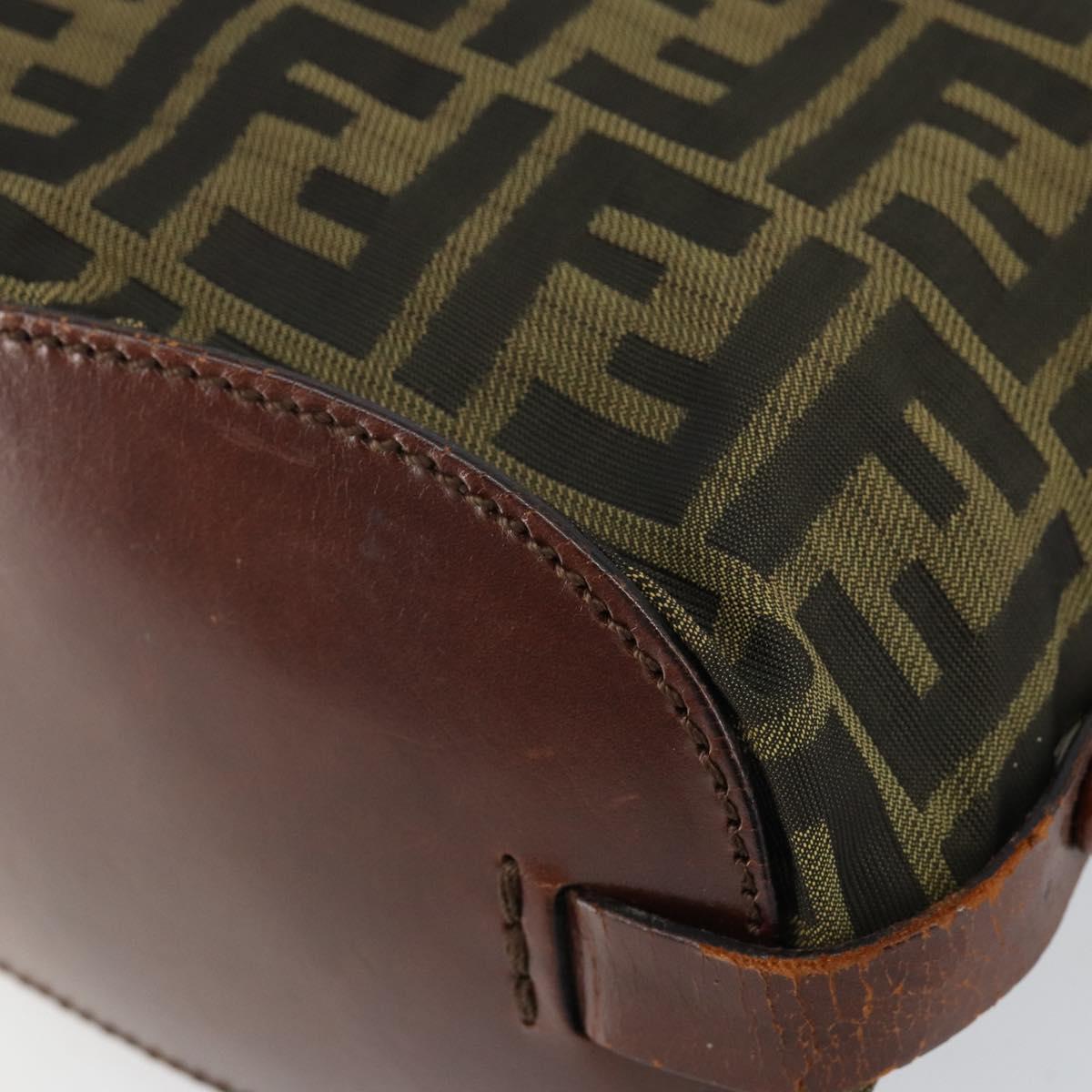 FENDI Zucca Canvas Hand Bag Black Brown Auth 144412