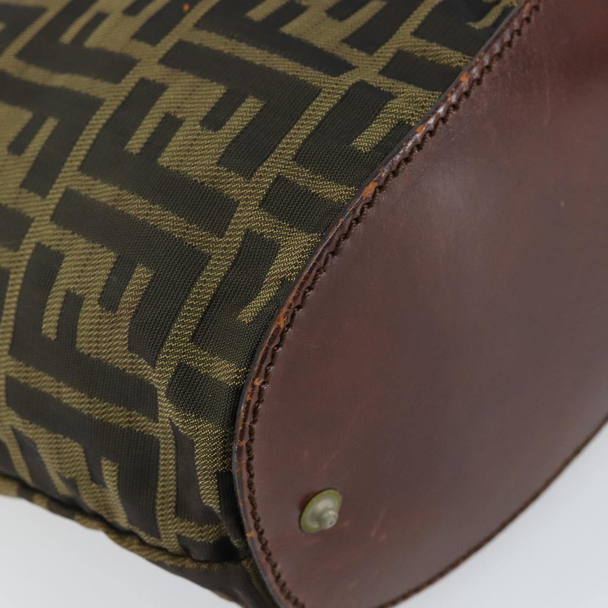 FENDI Zucca Canvas Hand Bag Black Brown Auth 144412