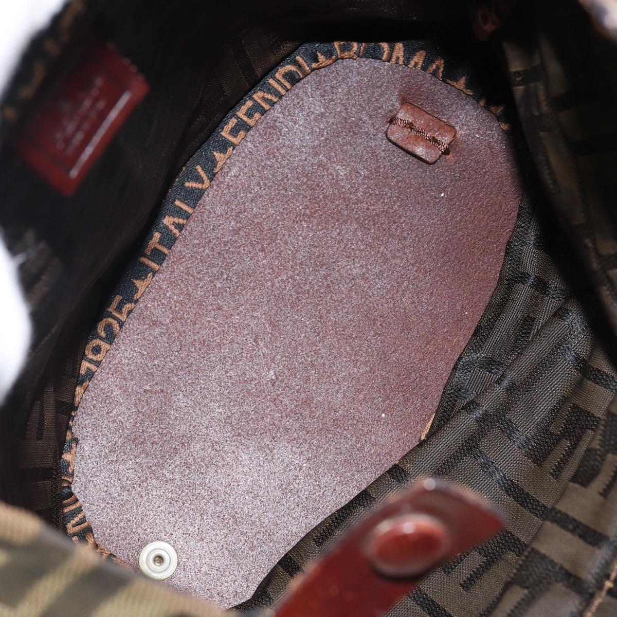 FENDI Zucca Canvas Hand Bag Black Brown Auth 144412