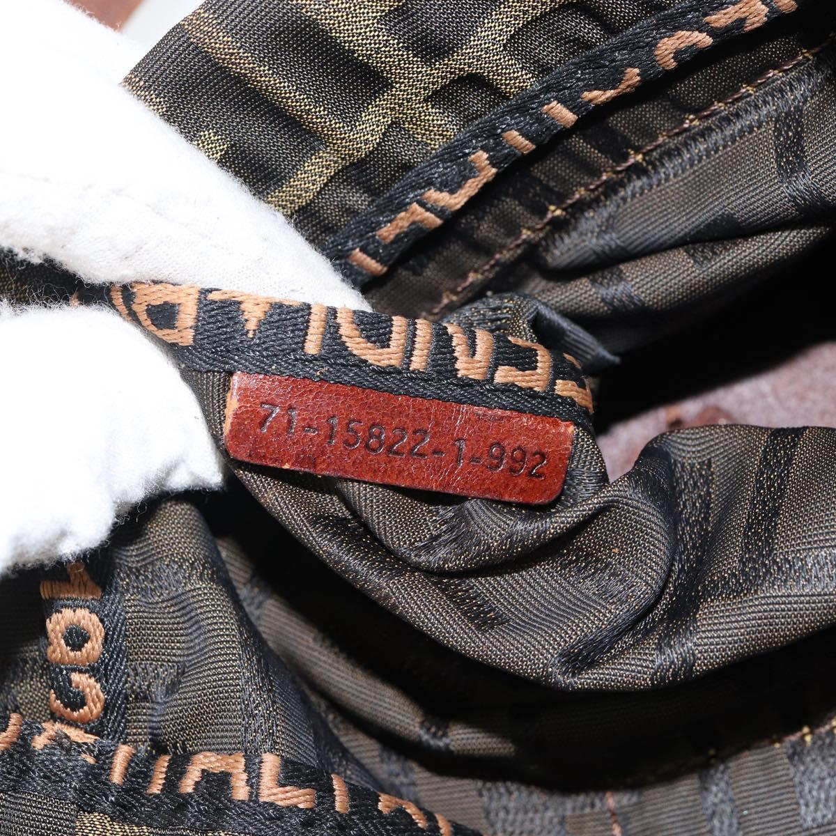 FENDI Zucca Canvas Hand Bag Black Brown Auth 144412