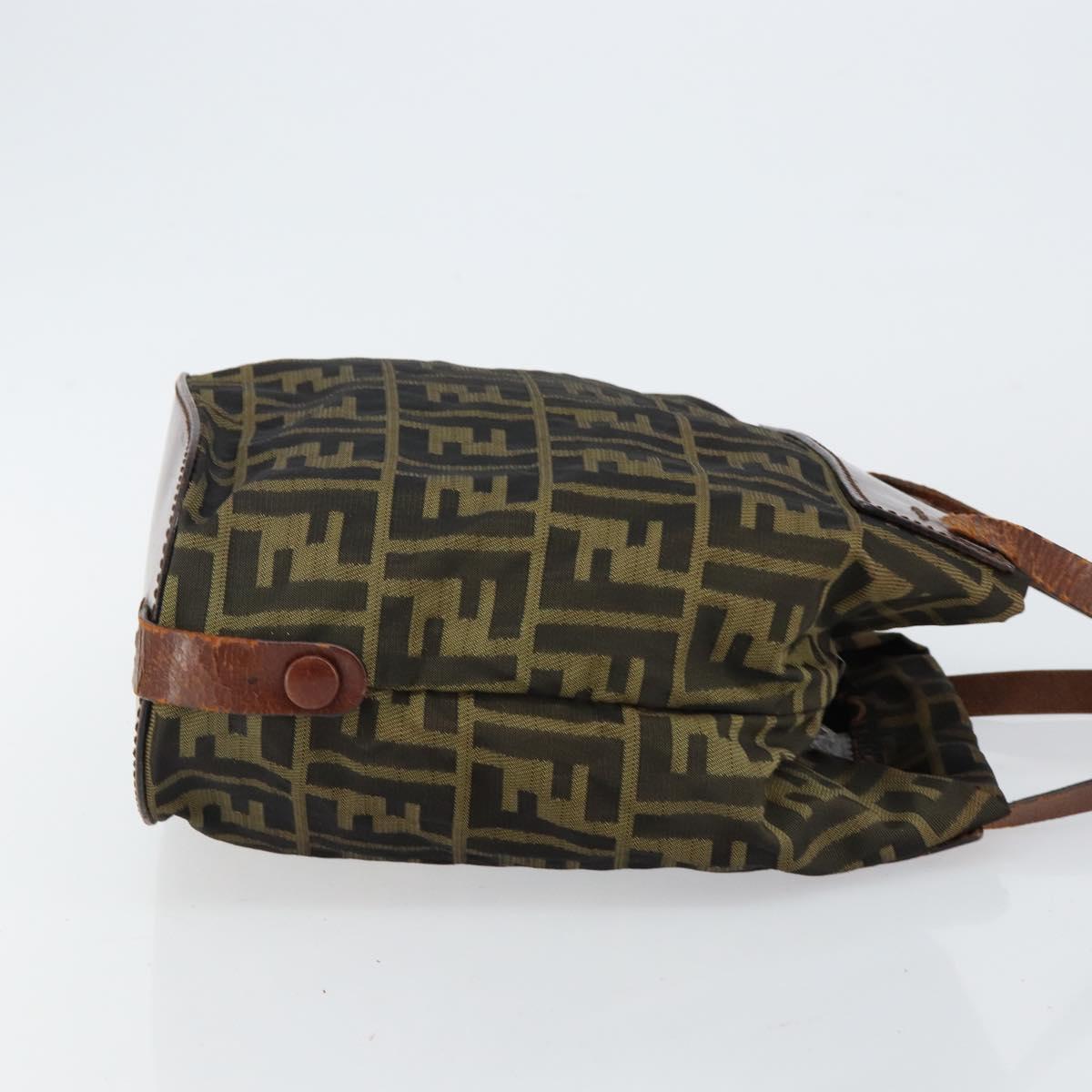 FENDI Zucca Canvas Hand Bag Black Brown Auth 144412