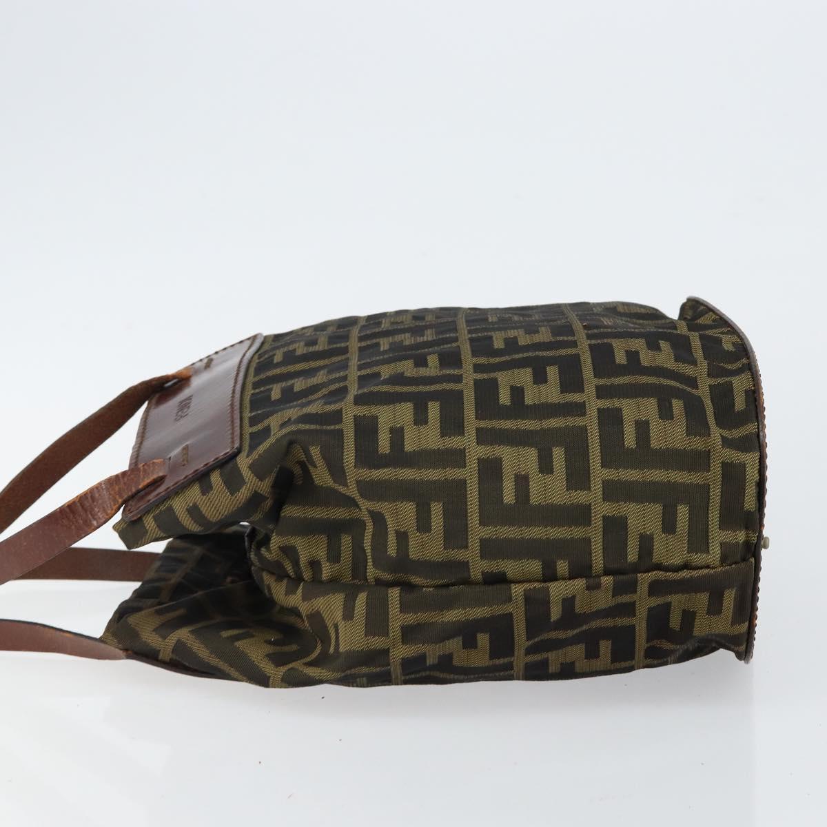 FENDI Zucca Canvas Hand Bag Black Brown Auth 144412