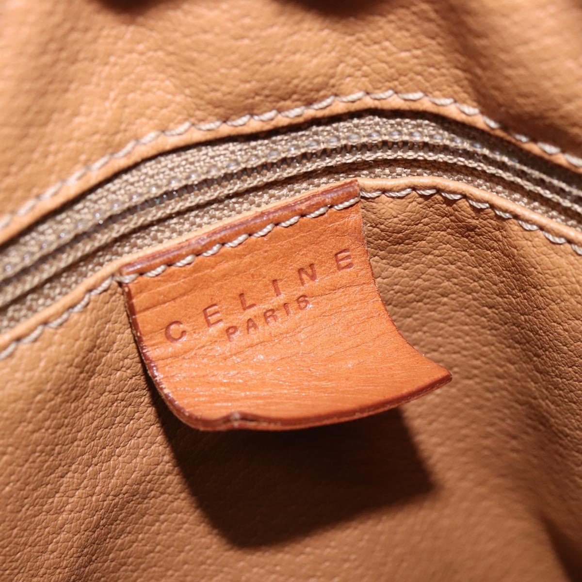 CELINE Macadam Canvas Boston Bag PVC Leather Brown Gold Auth 144413