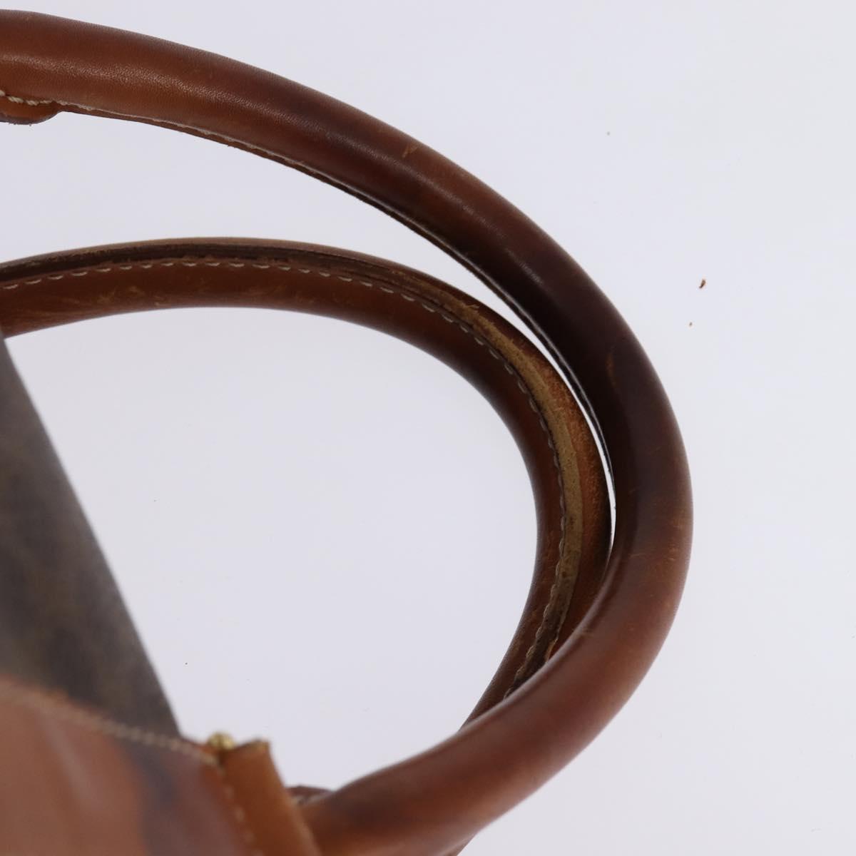 CELINE Macadam Canvas Boston Bag PVC Leather Brown Gold Auth 144413