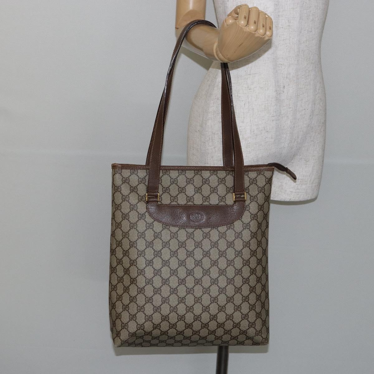 GUCCI GG Supreme PVC Tote Bag Beige Gold 002 39 6130 Auth 144414