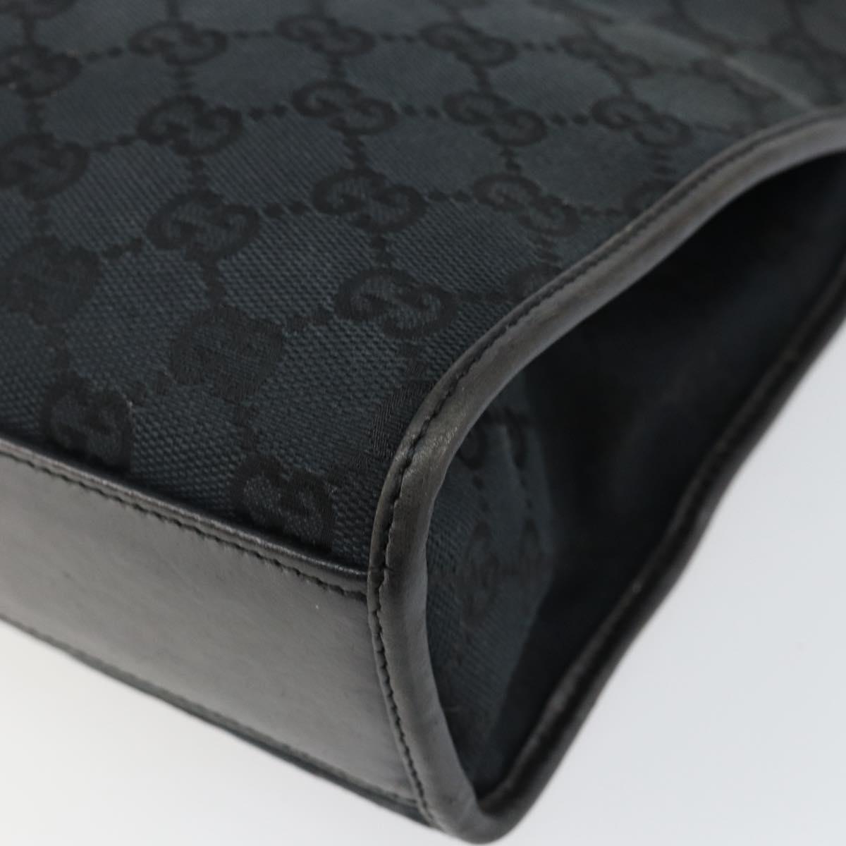 GUCCI GG Canvas Jackie Hand Bag Black Silver 002 1065 Auth 144418