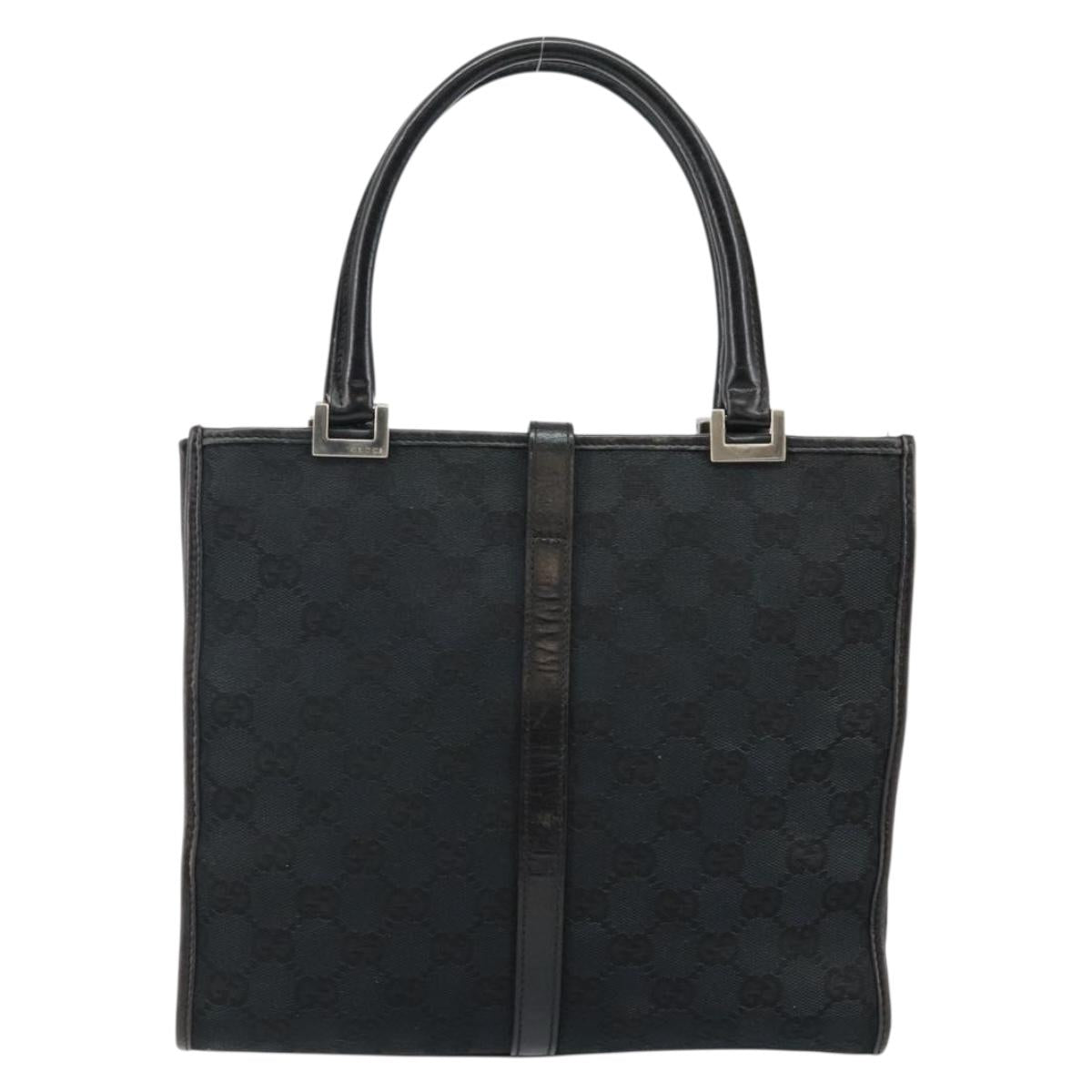 GUCCI GG Canvas Jackie Hand Bag Black Silver 002 1065 Auth 144418
