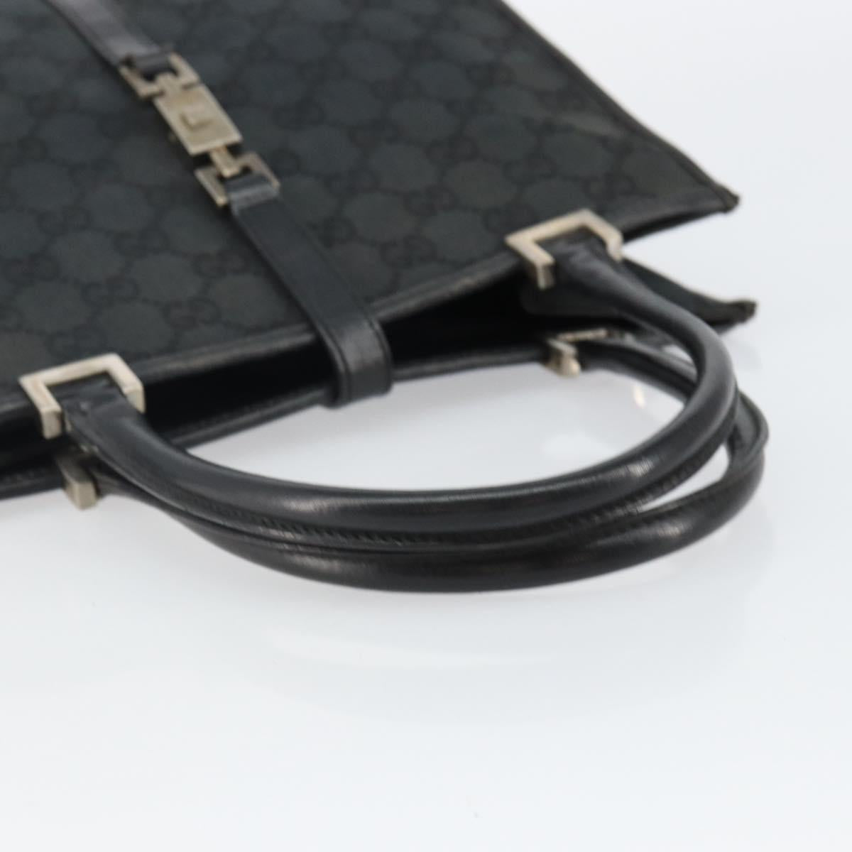 GUCCI GG Canvas Jackie Hand Bag Black Silver 002 1065 Auth 144418