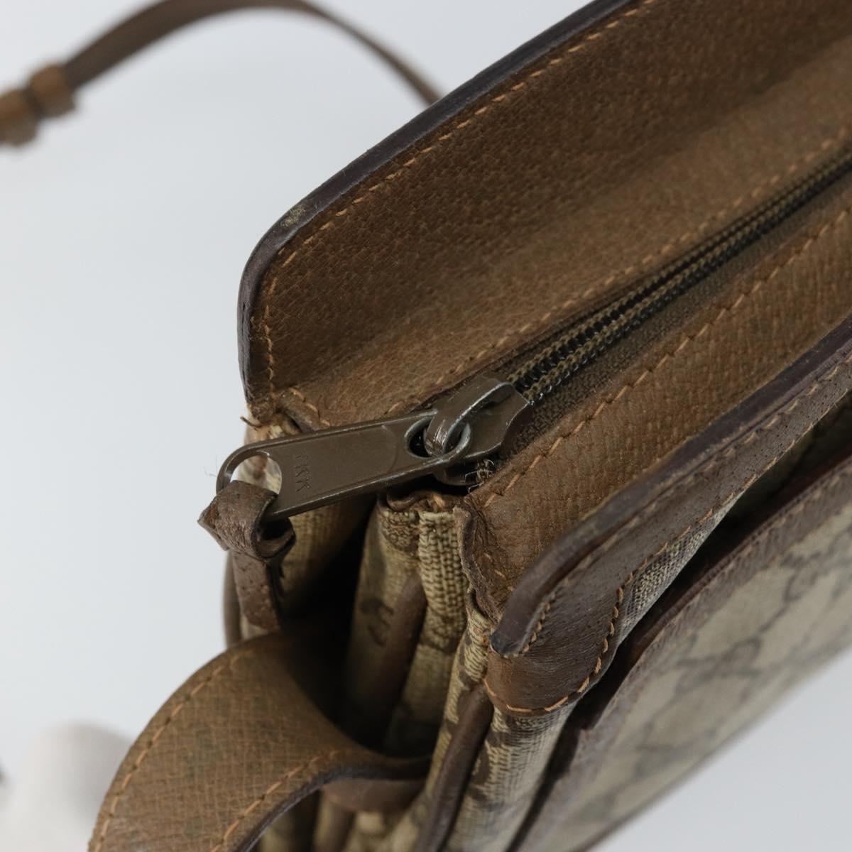 GUCCI GG Supreme Web Sherry Line Bag PVC Beige Gold 14 02 013 Auth 144420