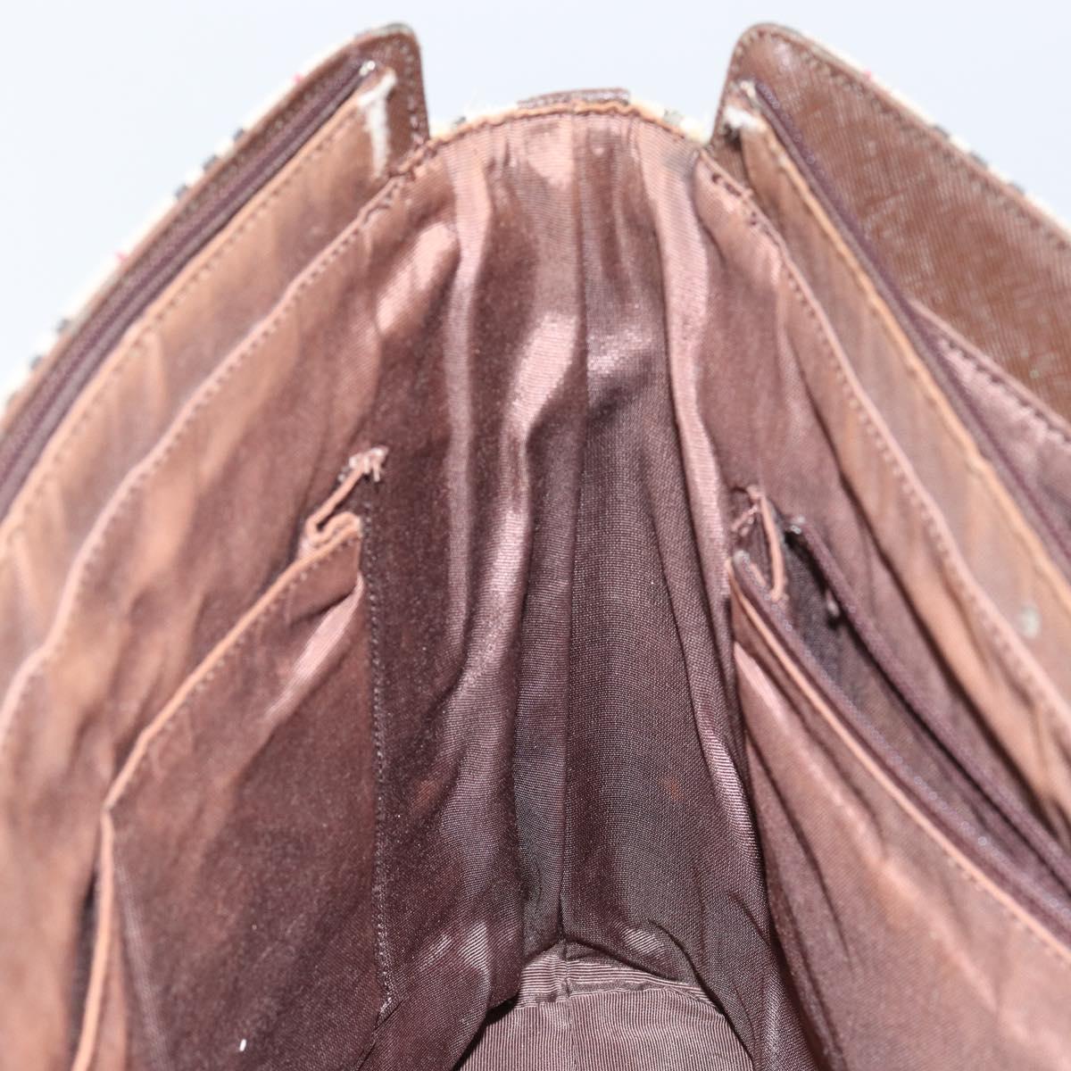 BURBERRY Nova Check Tote Bag Canvas Leather Beige Silver Auth 144429