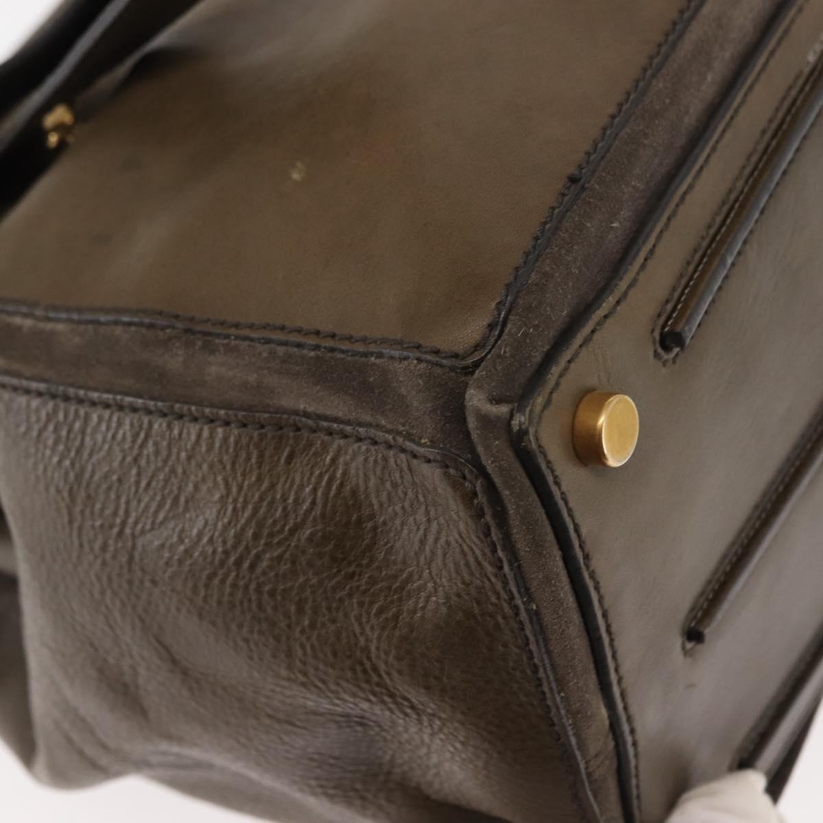 SAINT LAURENT Muse Toe Shoulder Bag Leather Khaki Gold 197148 Auth 144430