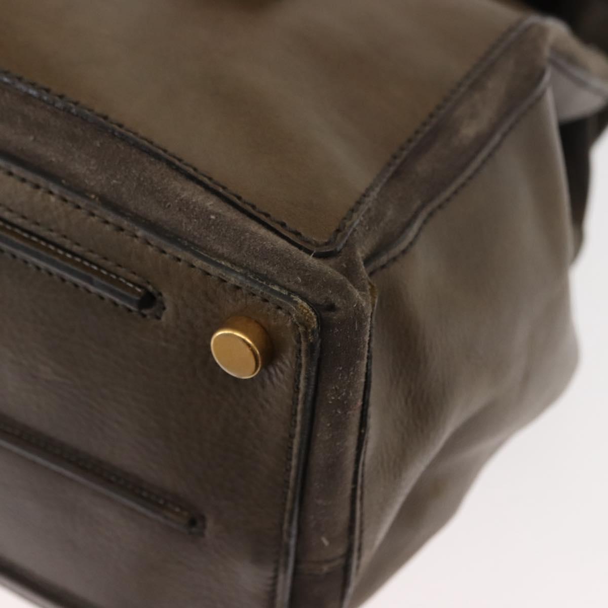 SAINT LAURENT Muse Toe Shoulder Bag Leather Khaki Gold 197148 Auth 144430