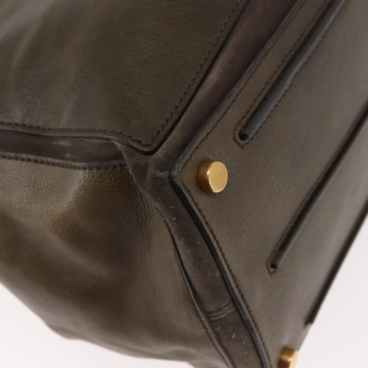 SAINT LAURENT Muse Toe Shoulder Bag Leather Khaki Gold 197148 Auth 144430