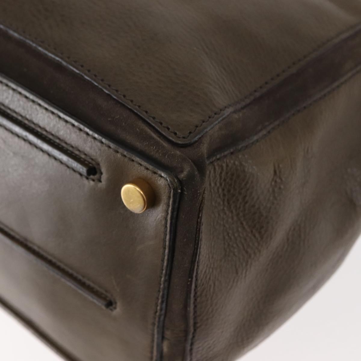 SAINT LAURENT Muse Toe Shoulder Bag Leather Khaki Gold 197148 Auth 144430