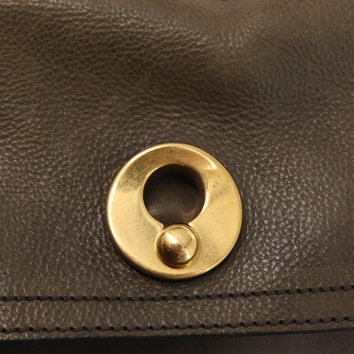 SAINT LAURENT Muse Toe Shoulder Bag Leather Khaki Gold 197148 Auth 144430