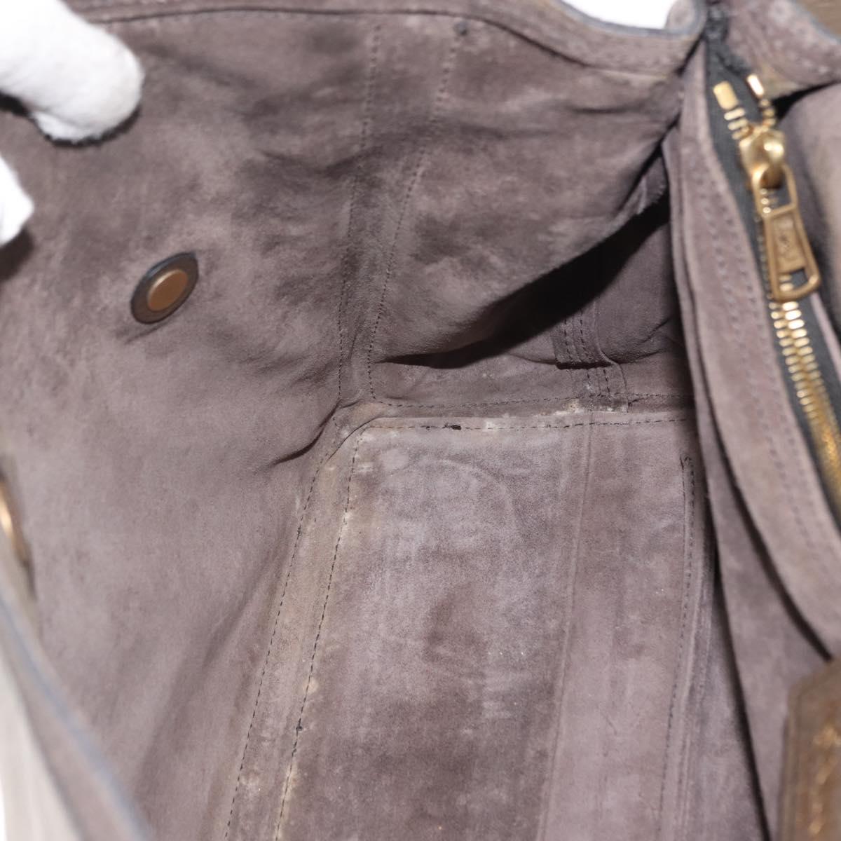 SAINT LAURENT Muse Toe Shoulder Bag Leather Khaki Gold 197148 Auth 144430