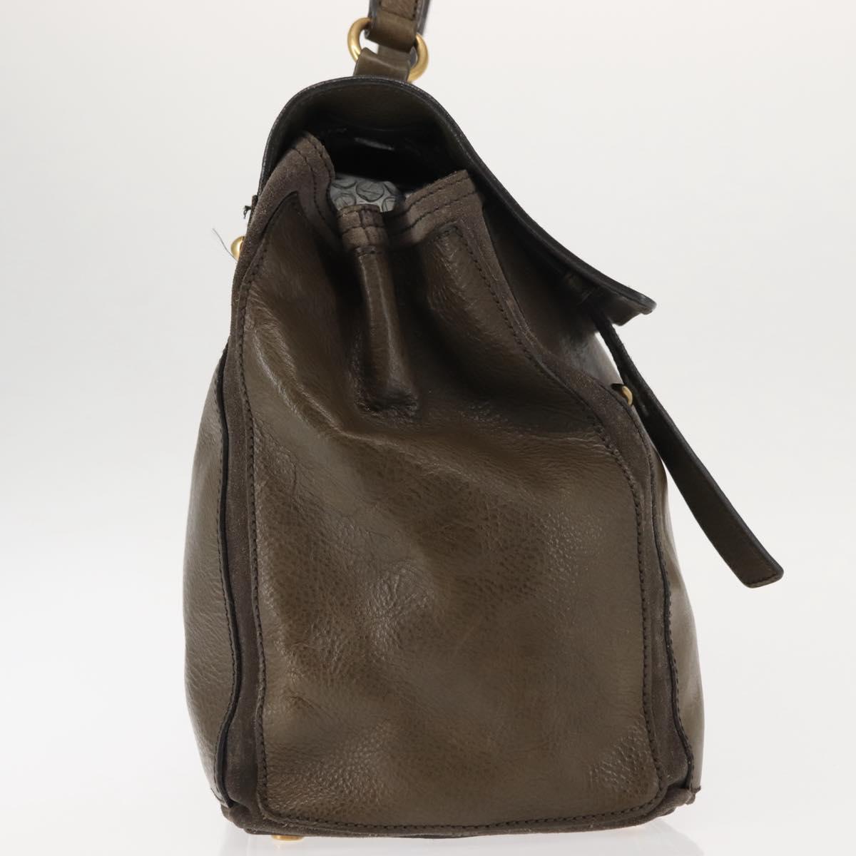 SAINT LAURENT Muse Toe Shoulder Bag Leather Khaki Gold 197148 Auth 144430