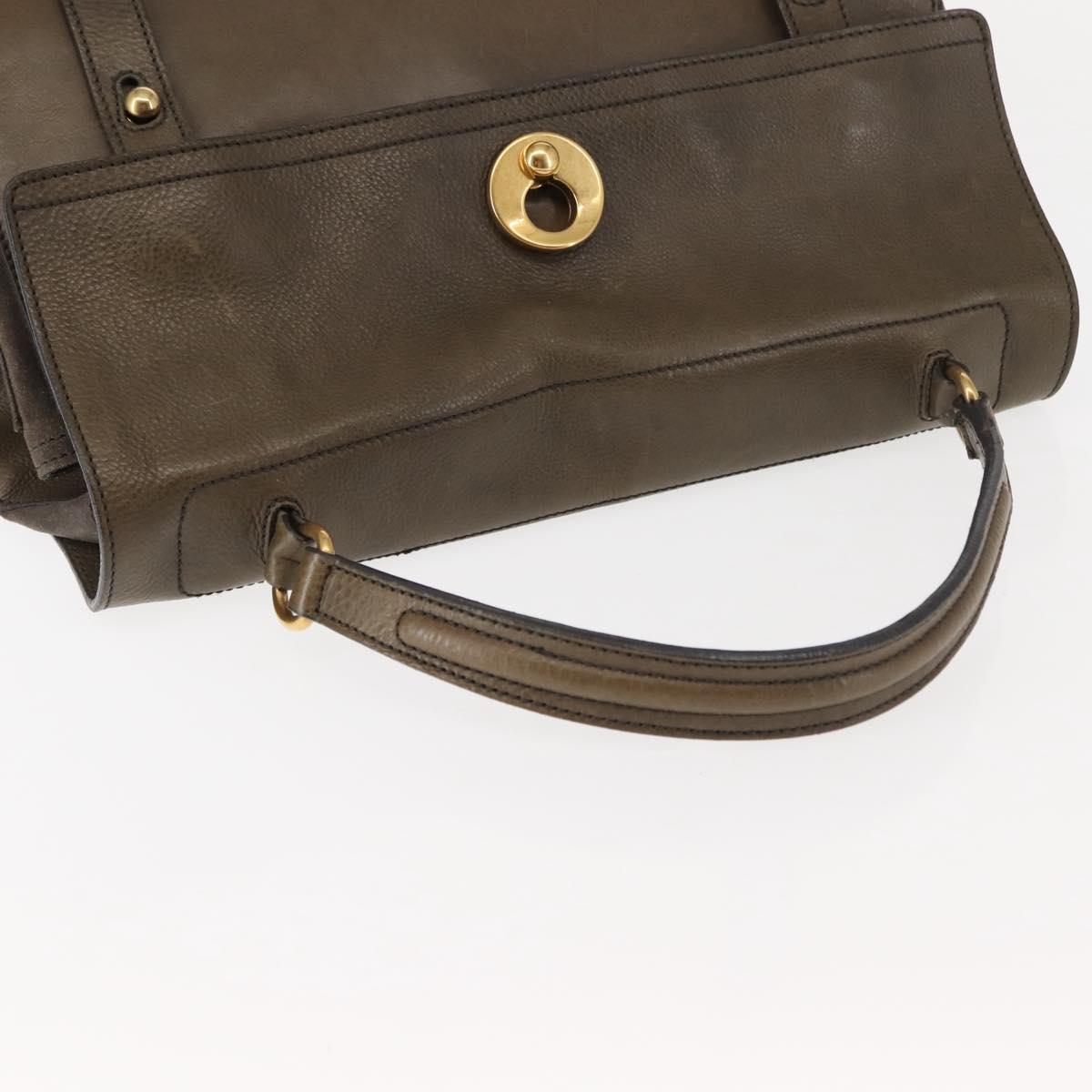 SAINT LAURENT Muse Toe Shoulder Bag Leather Khaki Gold 197148 Auth 144430