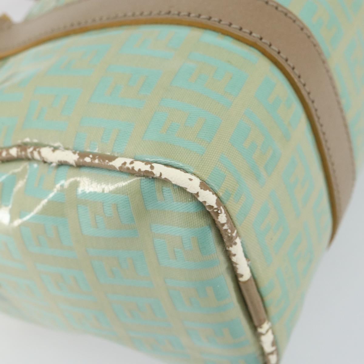 FENDI Zucchino Canvas Hand Bag Gold Light green Auth 144431