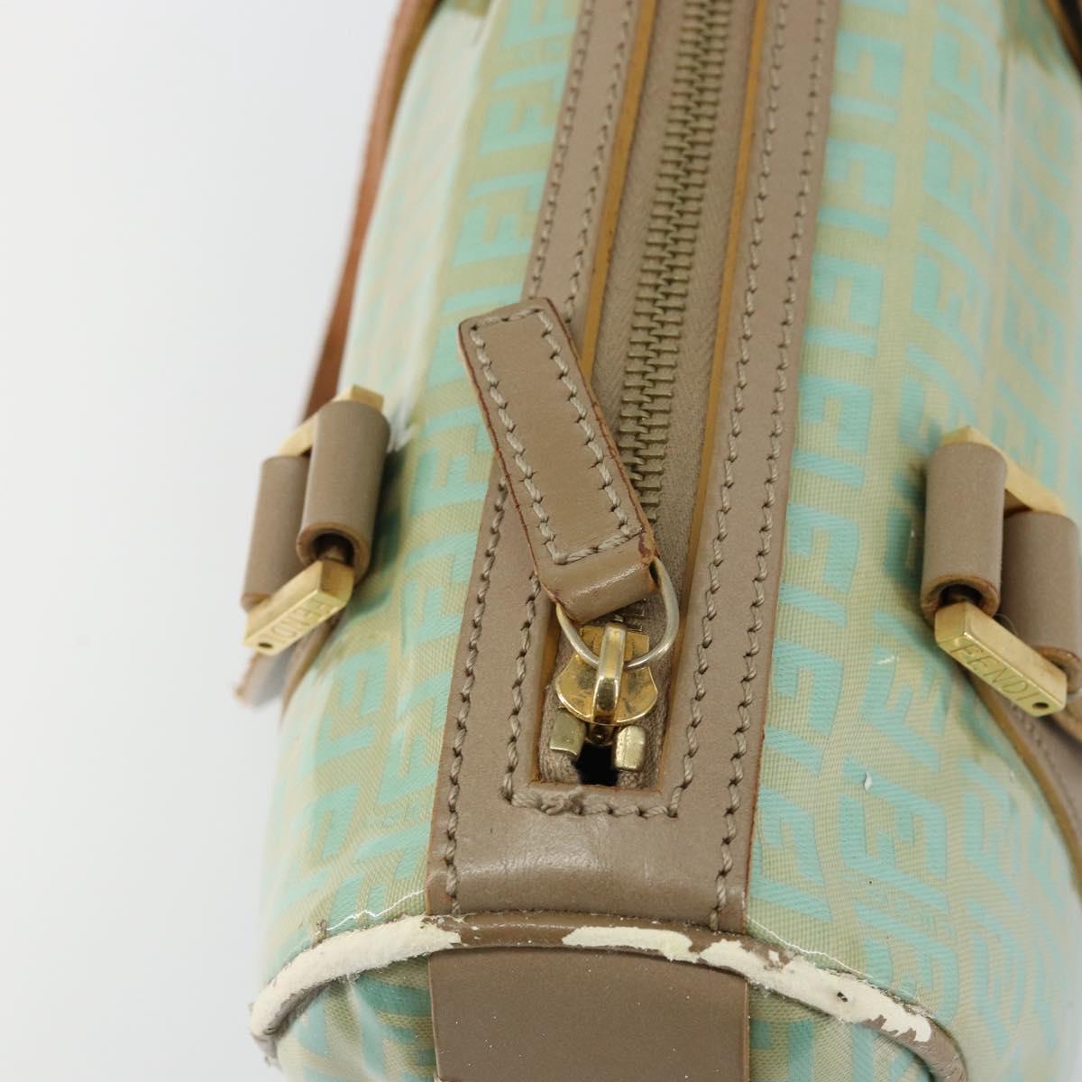 FENDI Zucchino Canvas Hand Bag Gold Light green Auth 144431