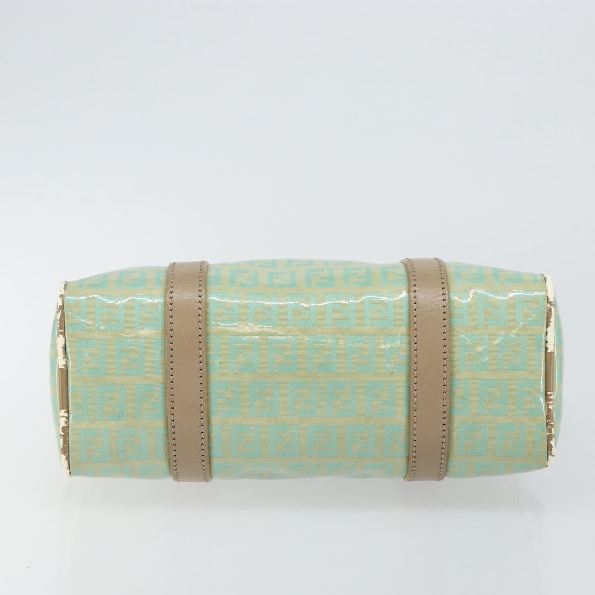 FENDI Zucchino Canvas Hand Bag Gold Light green Auth 144431