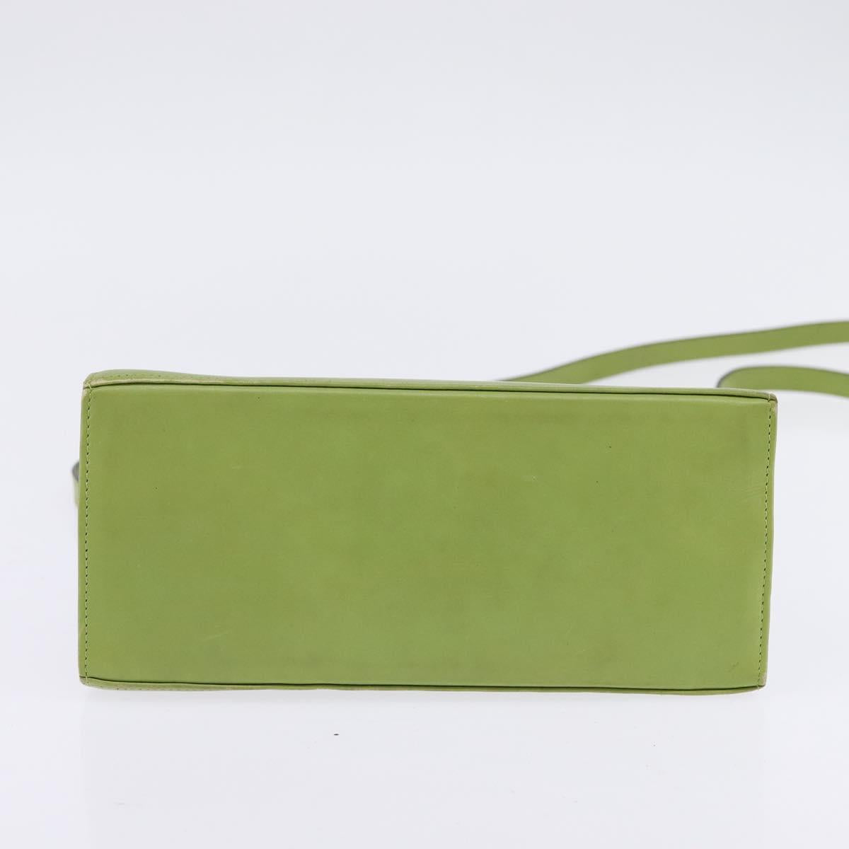 Salvatore Ferragamo Gancini Hand Bag Leather 2way Green Gold Auth 144432A