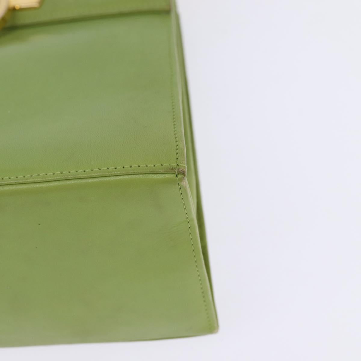 Salvatore Ferragamo Gancini Hand Bag Leather 2way Green Gold Auth 144432A