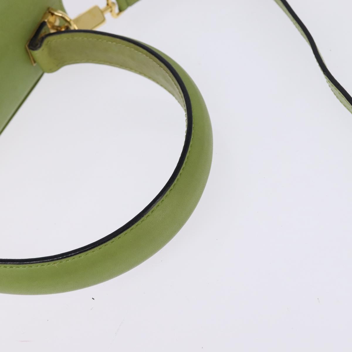 Salvatore Ferragamo Gancini Hand Bag Leather 2way Green Gold Auth 144432