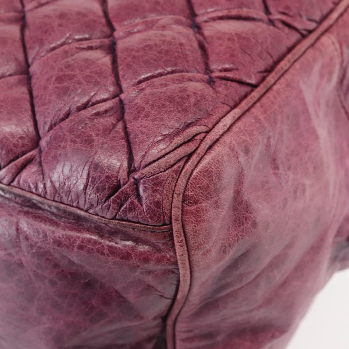 BALENCIAGA The Matelasse Hand Bag Leather Purple Silver 168031 Auth 144433