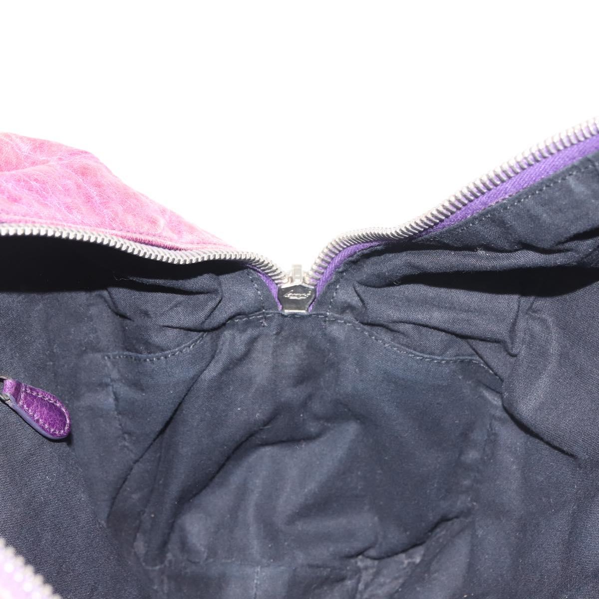 BALENCIAGA The Matelasse Hand Bag Leather Purple Silver 168031 Auth 144433