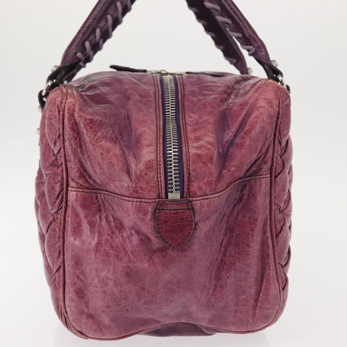 BALENCIAGA The Matelasse Hand Bag Leather Purple Silver 168031 Auth 144433