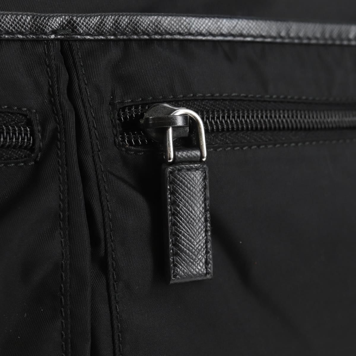 PRADA Shoulder Bag Nylon Black Silver Auth 144435V