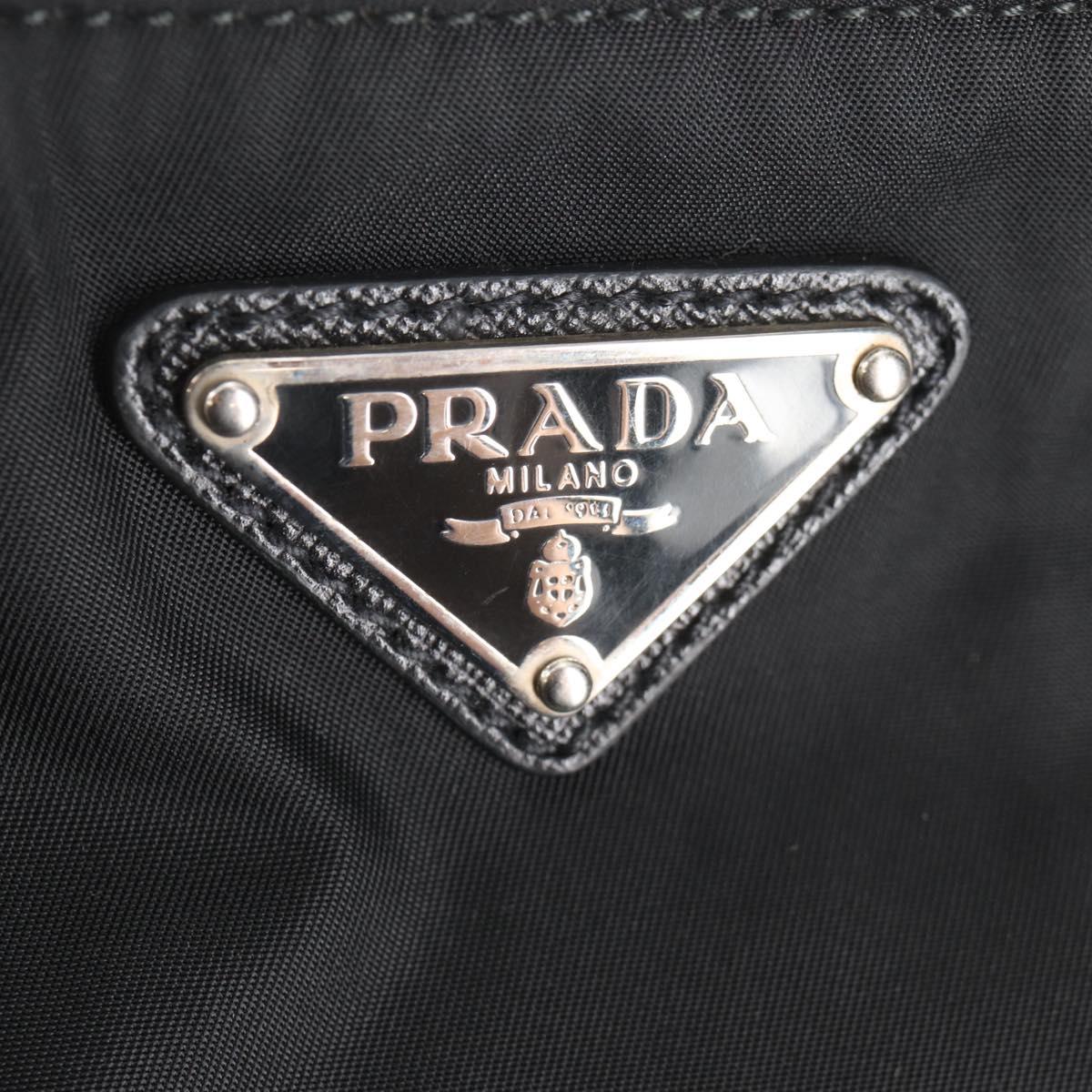 PRADA Shoulder Bag Nylon Black Silver Auth 144435V