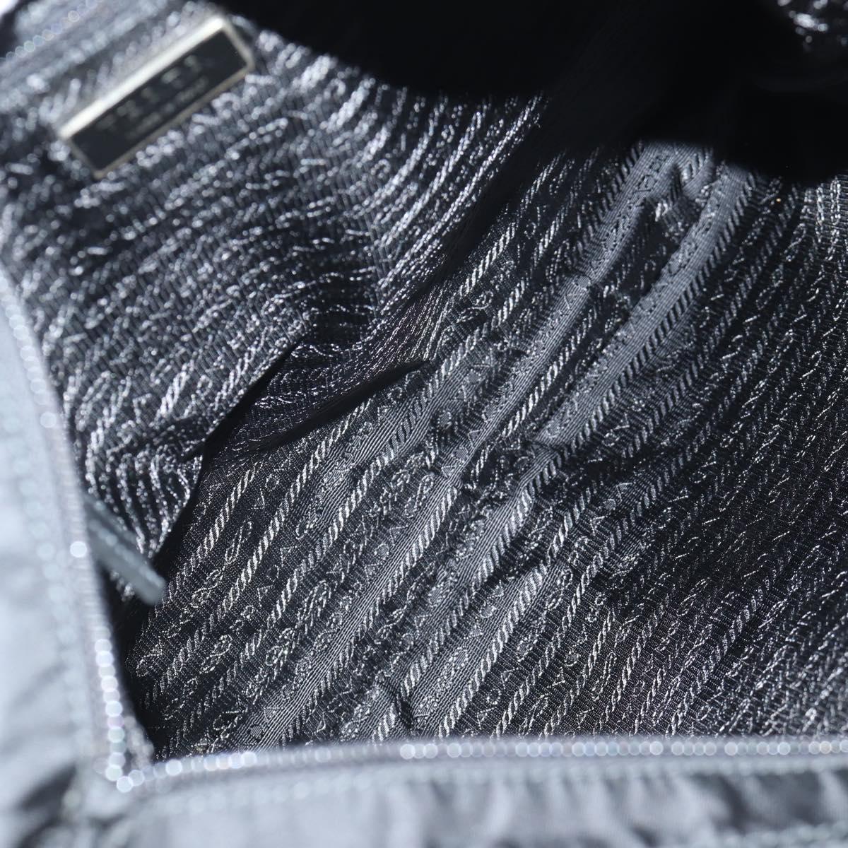 PRADA Shoulder Bag Nylon Black Silver Auth 144435V