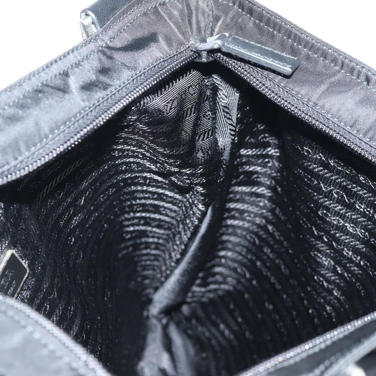 PRADA Shoulder Bag Nylon Black Silver Auth 144435V