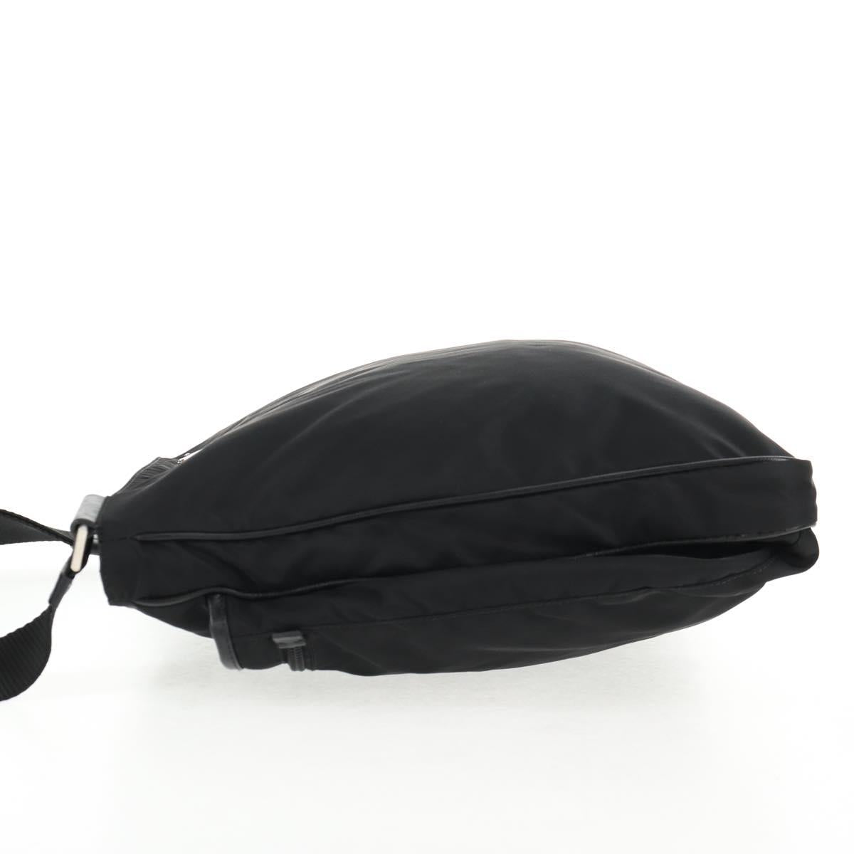 PRADA Shoulder Bag Nylon Black Silver Auth 144435V