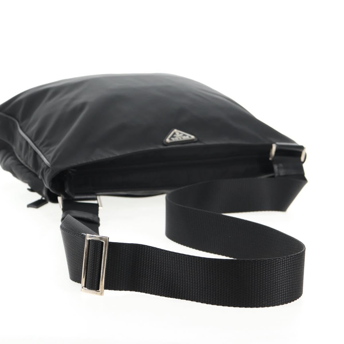 PRADA Shoulder Bag Nylon Black Silver Auth 144435V