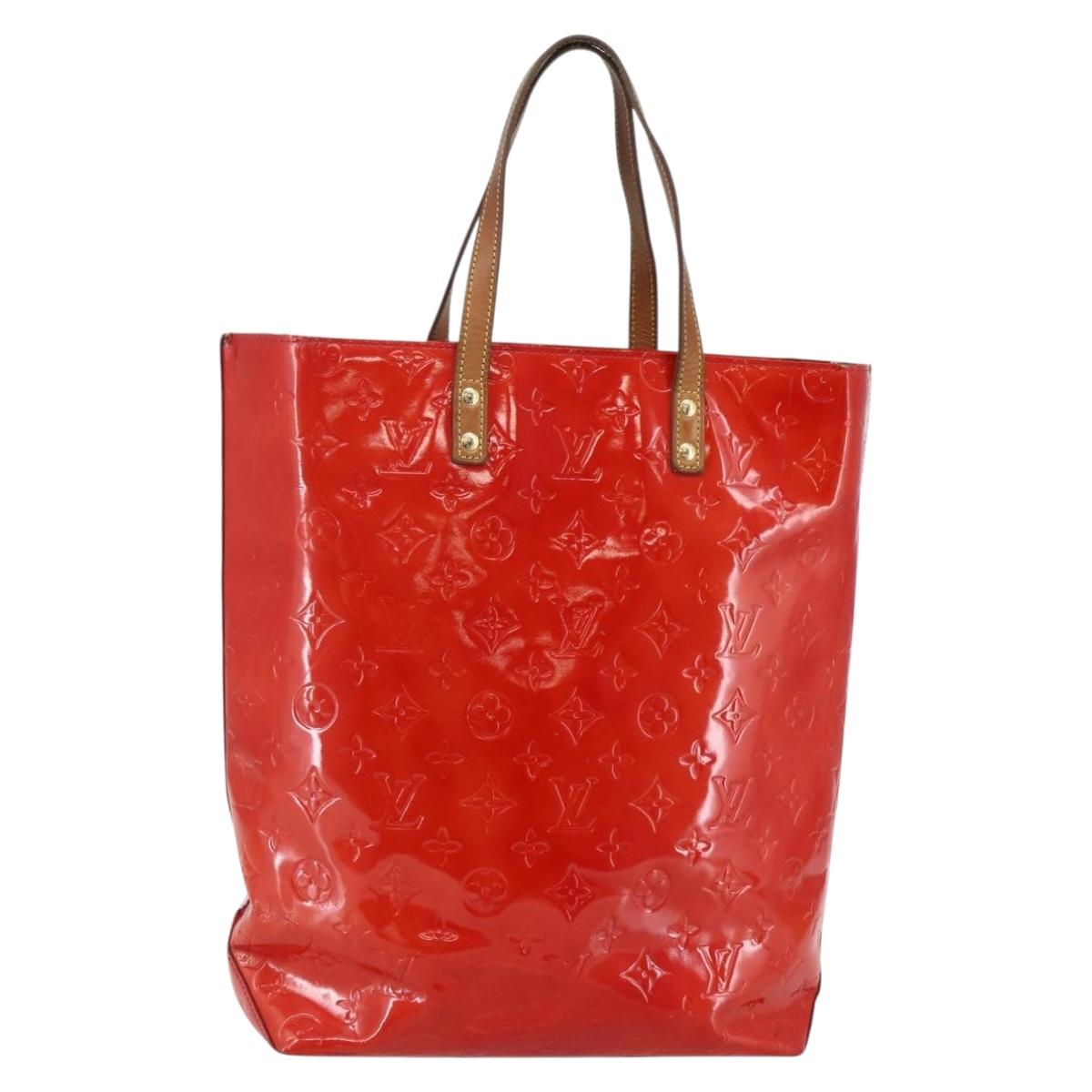 LOUIS VUITTON Monogram Vernis Reade MM Hand Bag Red Rouge M91086 LV Auth 144441