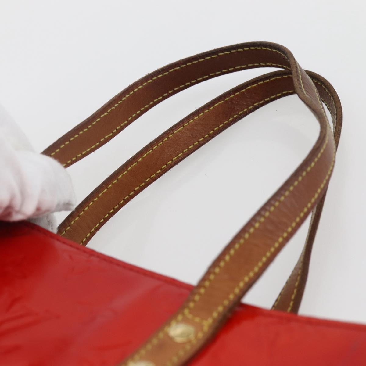 LOUIS VUITTON Monogram Vernis Reade MM Hand Bag Red Rouge M91086 LV Auth 144441