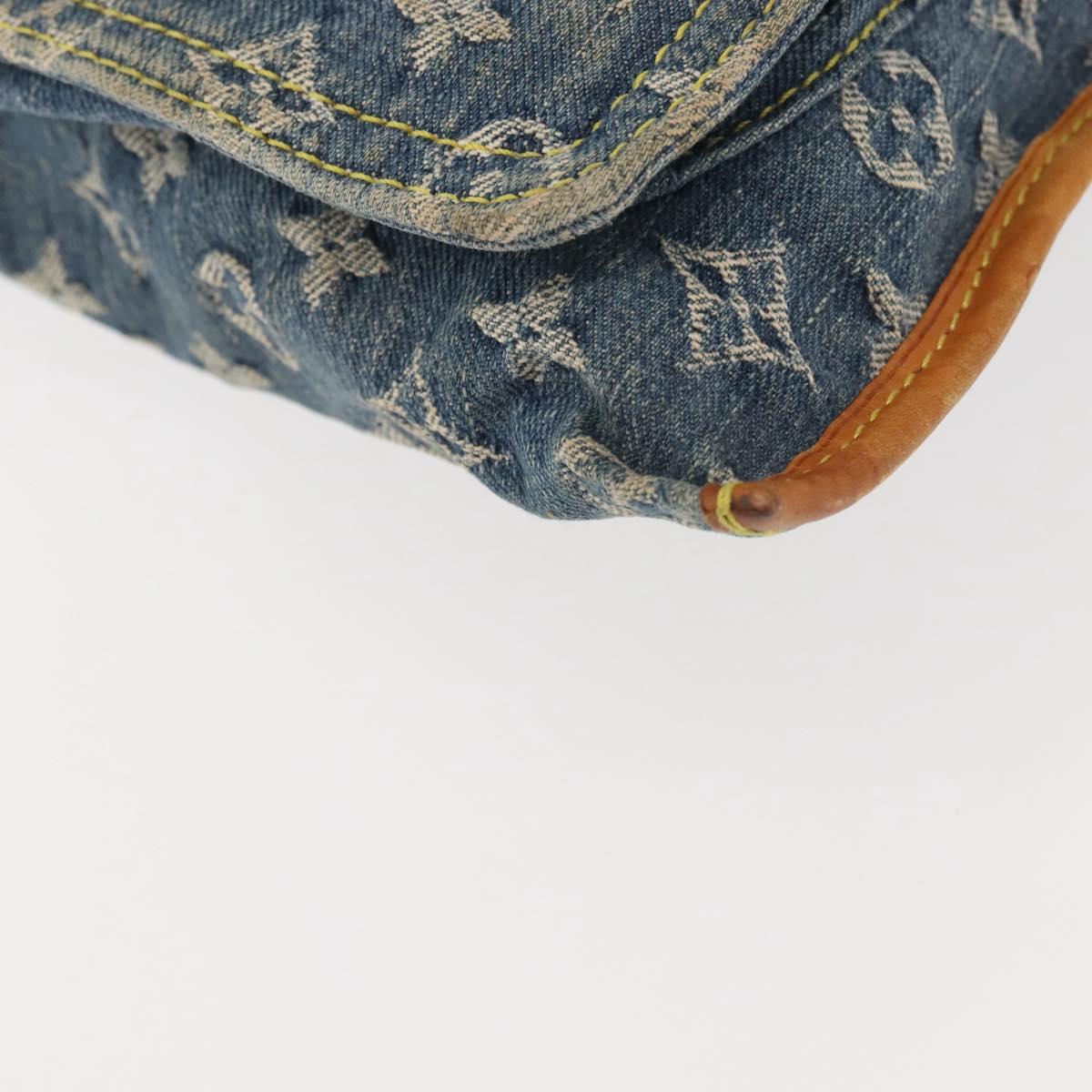 LOUIS VUITTON Monogram Denim Flat Shopper Tote Bag Blue M95018 LV Auth 144442