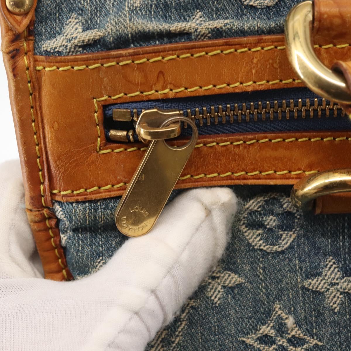 LOUIS VUITTON Monogram Denim Flat Shopper Tote Bag Blue M95018 LV Auth 144442