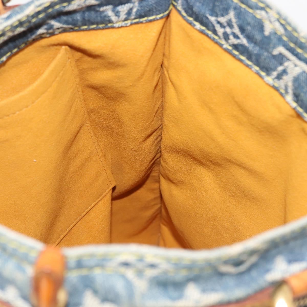 LOUIS VUITTON Monogram Denim Flat Shopper Tote Bag Blue M95018 LV Auth 144442