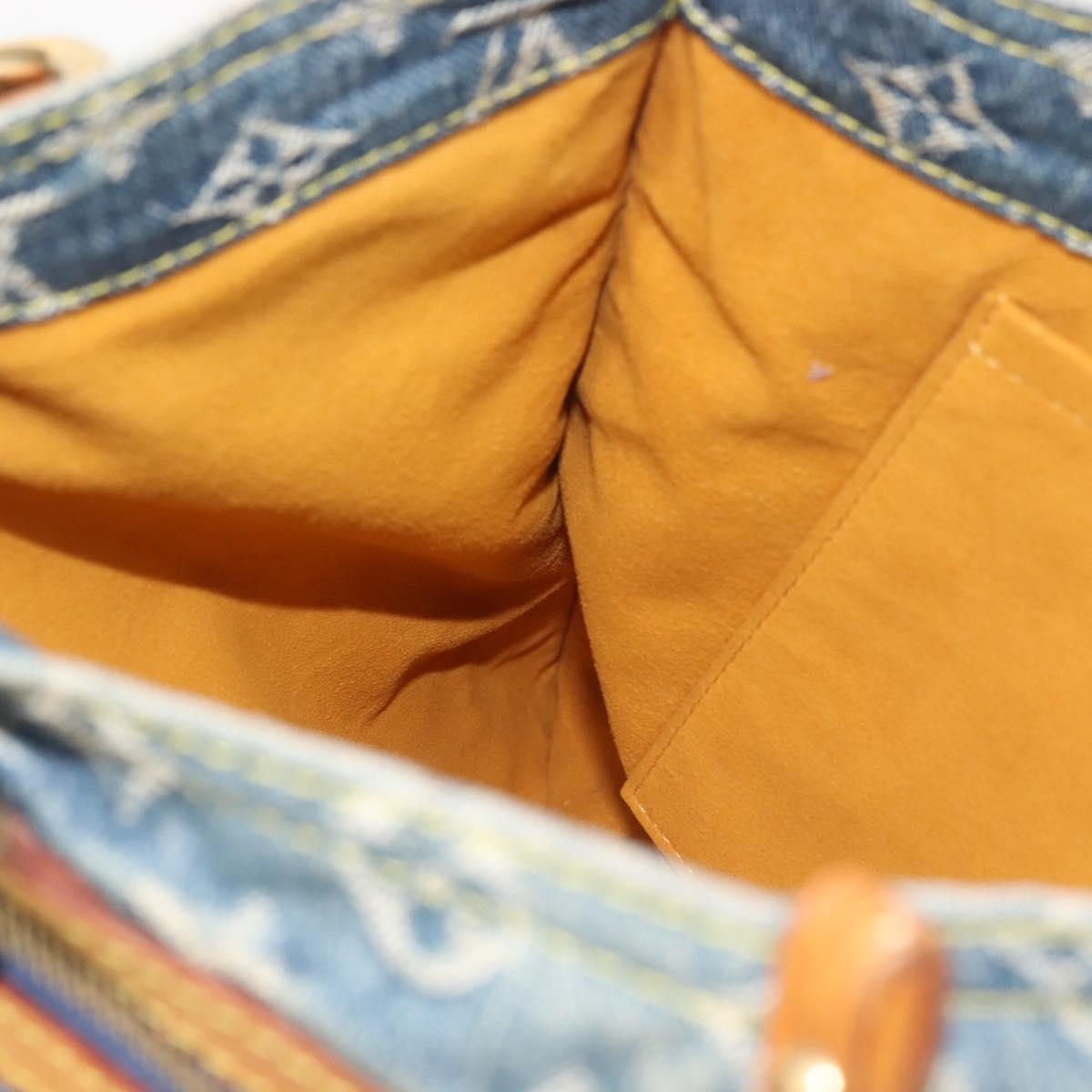 LOUIS VUITTON Monogram Denim Flat Shopper Tote Bag Blue M95018 LV Auth 144442